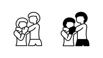 boxing icons in outline and black fill styles vector