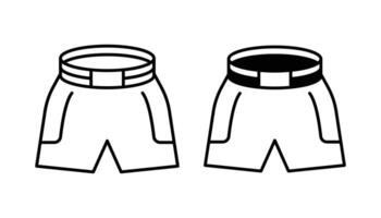 Set of boxing shorts icons in outline and black fill styles vector