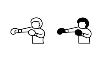 punch icons in outline and black fill styles vector