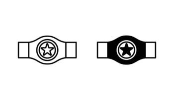 Set of champions belt icons in outline and black fill styles vector
