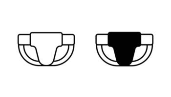 Set of groin guard icons in outline and black fill styles vector