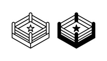 Set of boxing ring icons in outline and black fill styles vector