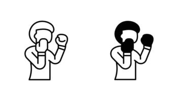 boxing outline icon and black fill icon vector