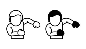 fight icons in outline and black fill styles vector