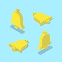 Notification bell in isometric modern style. Inbox message 3D symbol illustration vector
