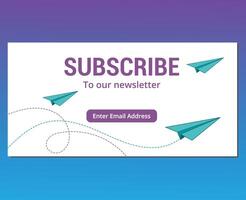 Subscribe newsletter graphic with paper airplanes vector