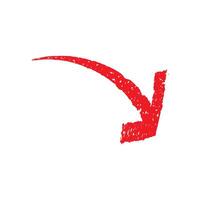 Red hand drawn arrow pointing down illustration vector