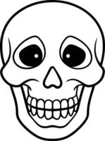 Smiling Skull Line Art - Cartoon Skeleton Face Illustration vector