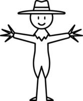 Simple Scarecrow Line Art - Minimal Farm Character Illustration for Autumn Designs vector