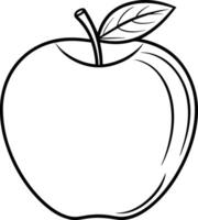 Apple with Leaf Line Art - Simple Fruit Outline Illustration vector