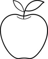 Minimal Apple Outline with Two Leaves - Fruit Line Art Illustration vector