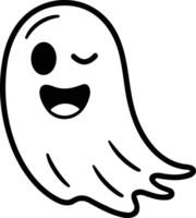 Winking Ghost Line Art - Cute Halloween Spirit Illustration vector