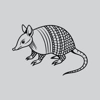 Detailed Armadillo Shell Line Art vector