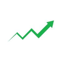 Green business arrow graph going up volatile market graph vector