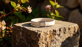 Leather Bracelet On Concrete Block photo
