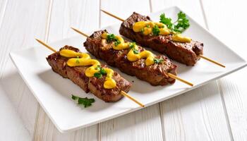 Beef Skewers With Yellow Sauce photo