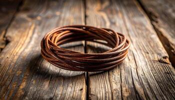 Rusty Wire Loop On Pinewood photo
