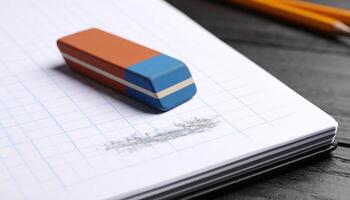 Used Eraser On Smudged Notebook photo