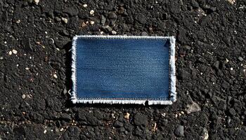 Denim Patch On Asphalt Surface photo