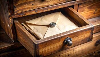 Torn Note And Button In Drawer photo