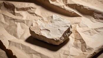 Stone Fragment On Aged Paper Texture photo