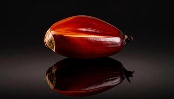 Palm Seed On Glossy Black Surface photo