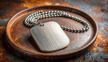 Dog Tag On Rusty Lid photo