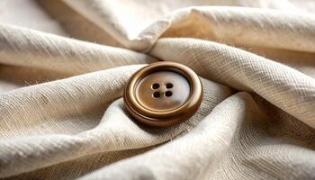 Button On Folded Muslin Fabric photo