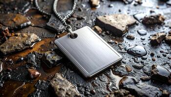 Embossed ID Tag On Mechanical Surface photo