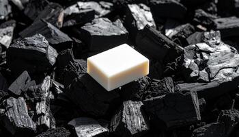 Soap Bar On Charcoal Volcanic Rock photo