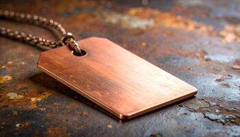 Copper Tag On Distressed Iron photo