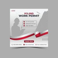 Poland Work Permit Social Media Post vector