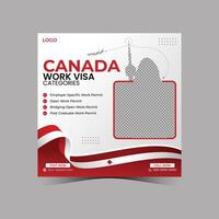 Canada Work Permit social Media Post vector