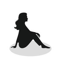 Black silhouettes of women sit leaning on the arm on a white background illustration vector