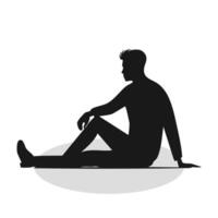Silhouette of a relaxed young man sitting on the floor and dreaming of his future vector