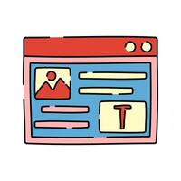 Browser Layout Doodle style, web interface mockup representing UI UX design, perfect for frontend design or layout planning concepts. vector