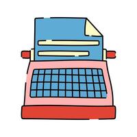 Typewriter Doodle style, vintage typing machine symbolizing writing or journalism roles, ideal for editorial, publishing, or storytelling visuals. vector