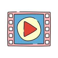 Frame Doodle style, film strip with play button symbolizing editing or filmmaking, suitable for motion design and production themes. vector
