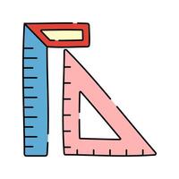 Measuring Tools Doodle style, ruler and triangle set symbolizing technical drawing, architecture, or graphic design measurements. vector
