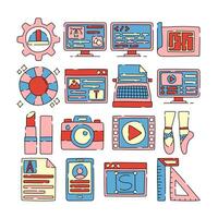 Colorful digital activity icons vector
