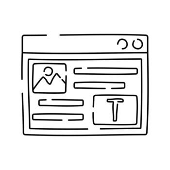 navegador diseño contorno garabatear estilo, web interfaz Bosquejo representando ui ux diseño, Perfecto para Interfaz diseño o diseño planificación conceptos. vector