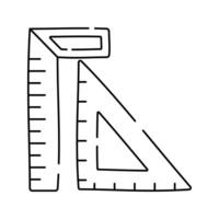 Measuring Tools Outline Doodle style, ruler and triangle set symbolizing technical drawing, architecture, or graphic design measurements. vector