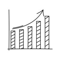Bar Chart Outline Doodle, vertical financial graph showing growth, ideal for business reports, performance reviews, and investment presentations. vector