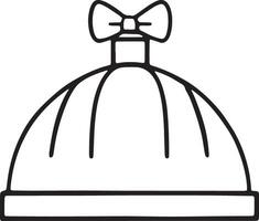 Shower cap outline with bow in cute minimalist line drawing for beauty and hygiene illustrations vector