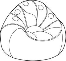 Beanbag chair line drawing with soft contour for cozy seating or interior decor visuals vector