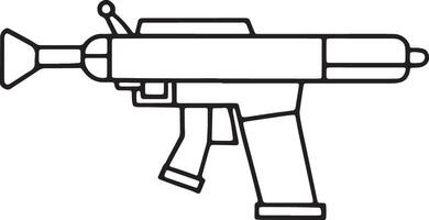 Futuristic ray gun toy drawn in clean line style for sci fi or imaginative coloring projects vector