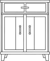 Bar cabinet line illustration designed for elegant interior decor and minimal furniture layout vector