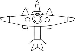 Cartoon airplane spacecraft drawing in simple line art for kids learning and design activities vector