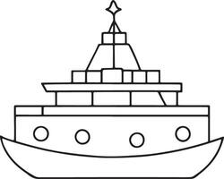 Simple cruise ship design in black and white for beginner kids coloring page or design project vector