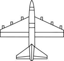 Jet plane outline in simple black and white style for aviation themed illustration projects vector